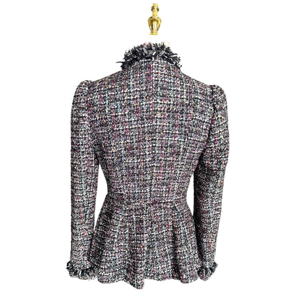 McGinn Nordstrom Metallic Tweed Fringe Asymmetrical Blazer Jacket Womens 4 - Picture 9 of 16